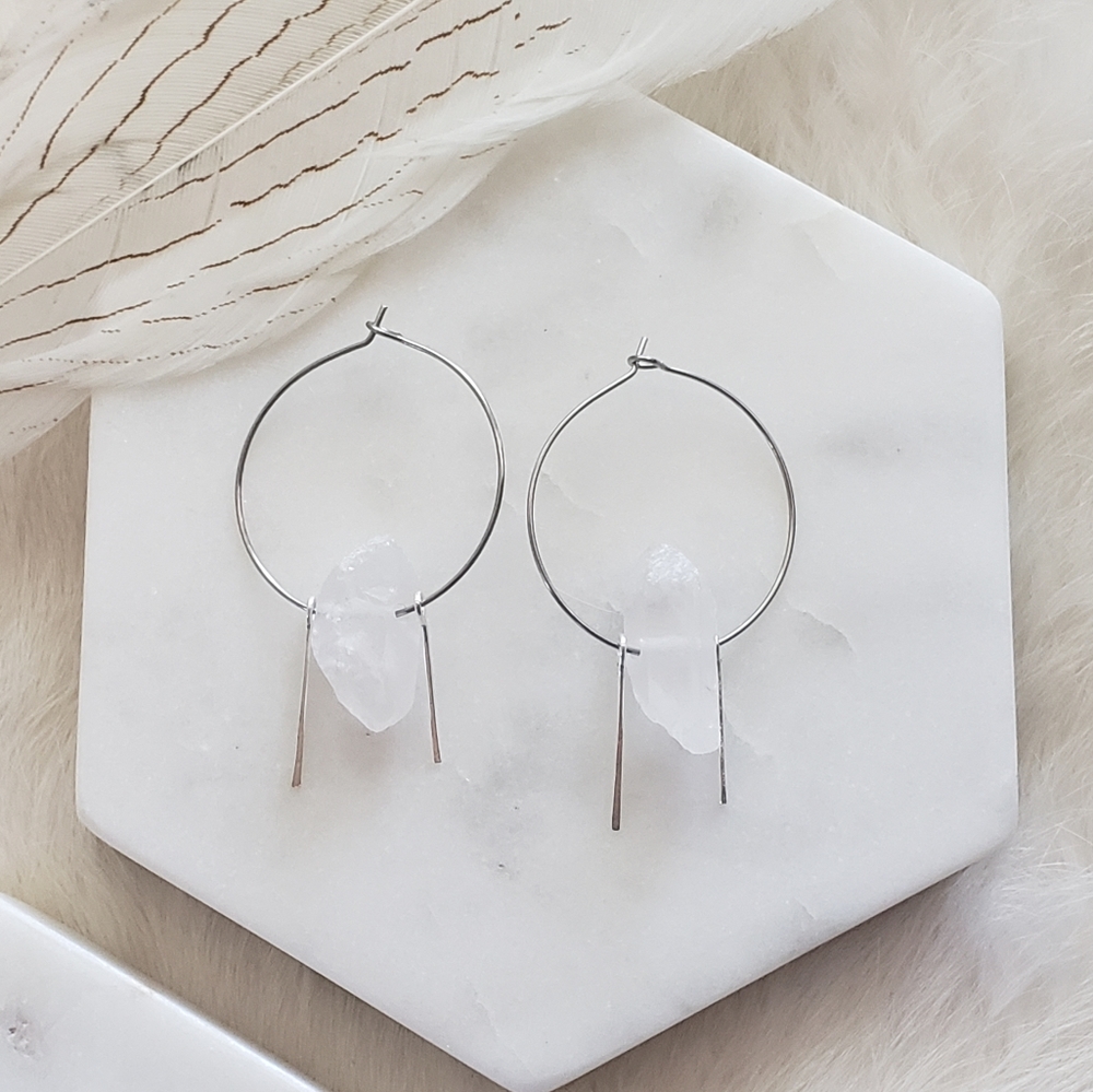 💎Quartz Crystal Hoop Earrings💎
